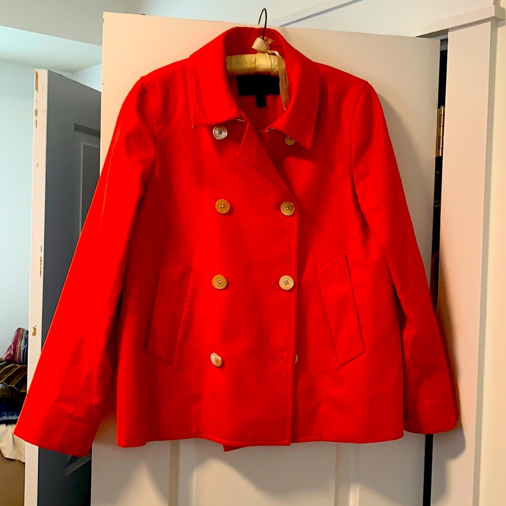 Jcrew orange cotton pea coat